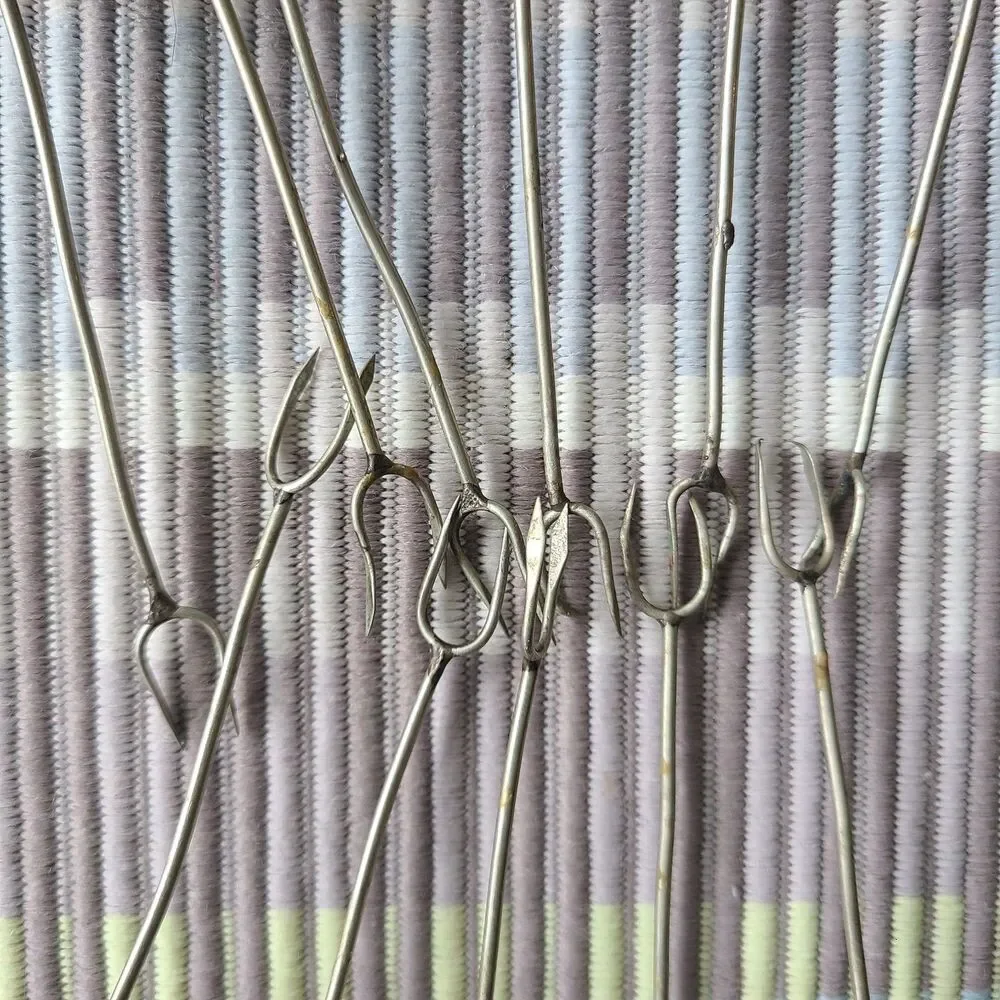 Vintage Mid-Century Modern Wire-Wrapped Stone Cocktail Picks Hors D'Oeuvre Forks